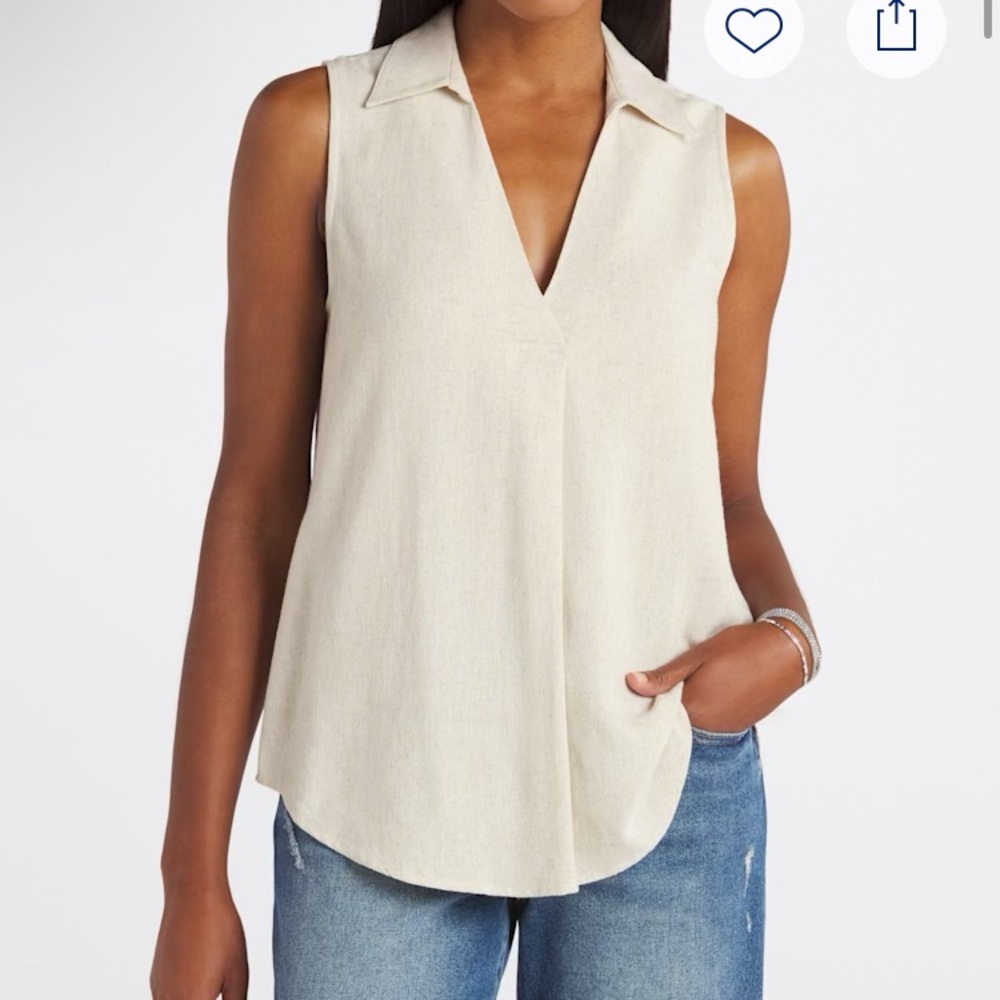 Chic Beige Sleeveless Lexie Blouse